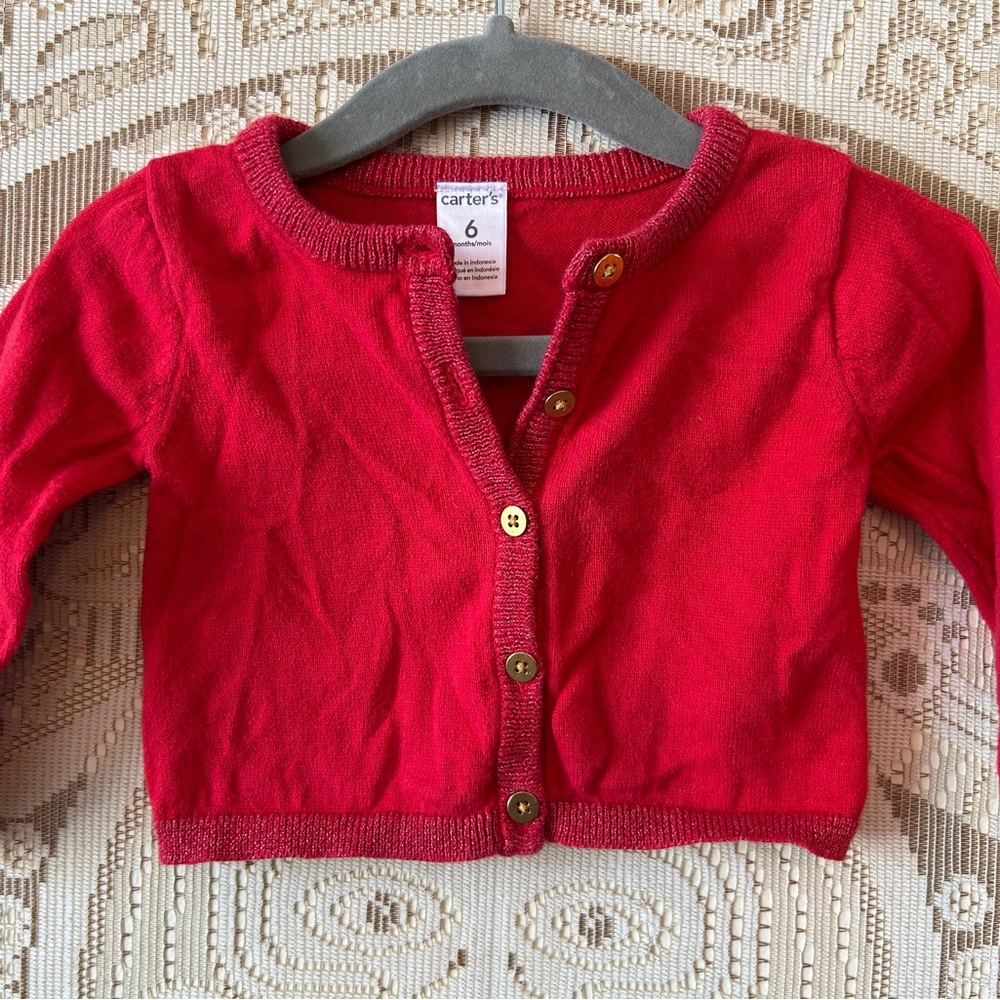 Carter's Vibrant Red Knit Cardigan